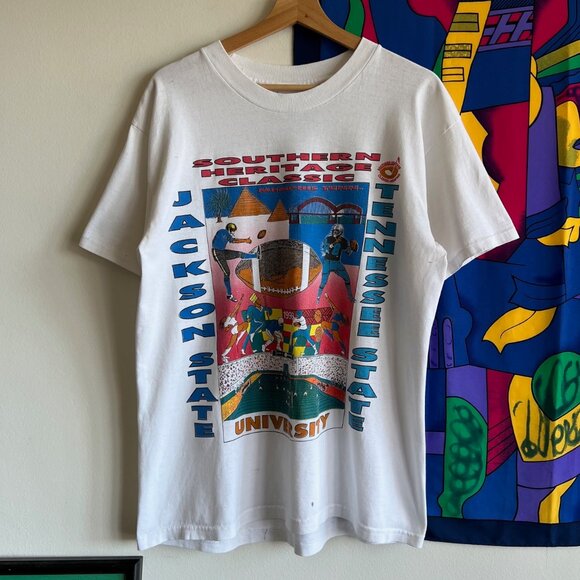 Vintage 90s HBCU Southern Heritage Football Tee Size L - Picture 1 of 9